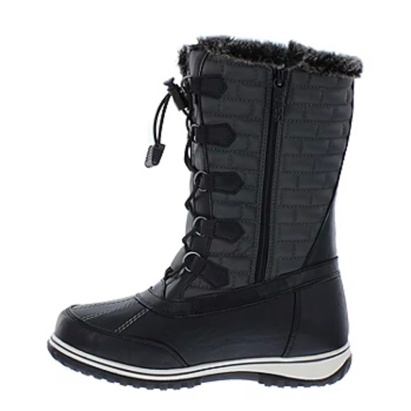 Totes Black Liz Waterproof Flat Heel Winter Boots - Picture 4 of 7